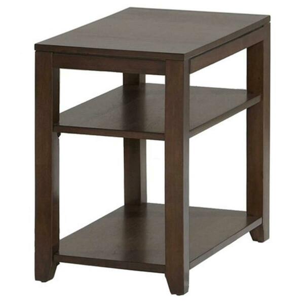Progressive Furniture Daytona Contemporary Style Chairside Table with Pull-out Laminate Surface- Regal Walnut P531-29